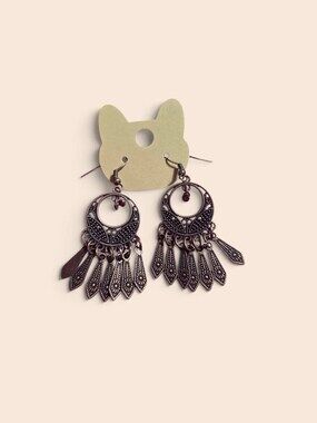 Antique Bronze Filigree Chandelier Dangle Earrings